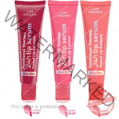 Luxe Organix Panthenol Therapy 24h Lip Serum Tinted Lip Essence Berry/ Cherry/ Honey Glaze 10g
