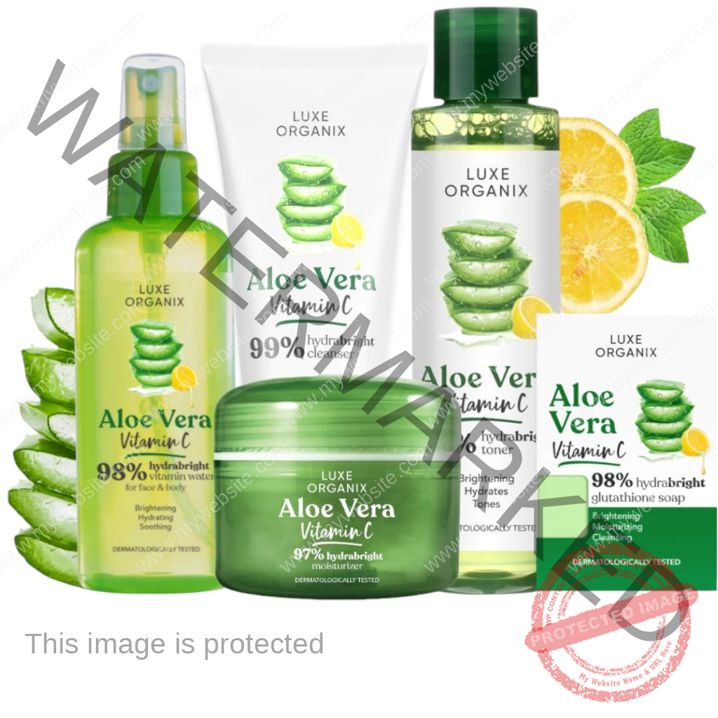 Luxe Organix Aloe Vera with Vit. C Brightening Facial Cleanser / Moisturizer / Glutathione Soap Bundle