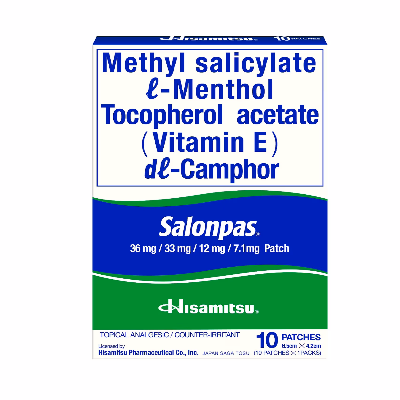 SALONPAS Methylsalicylate 105mg Menthol 31.5mg Medicated Patch 10s