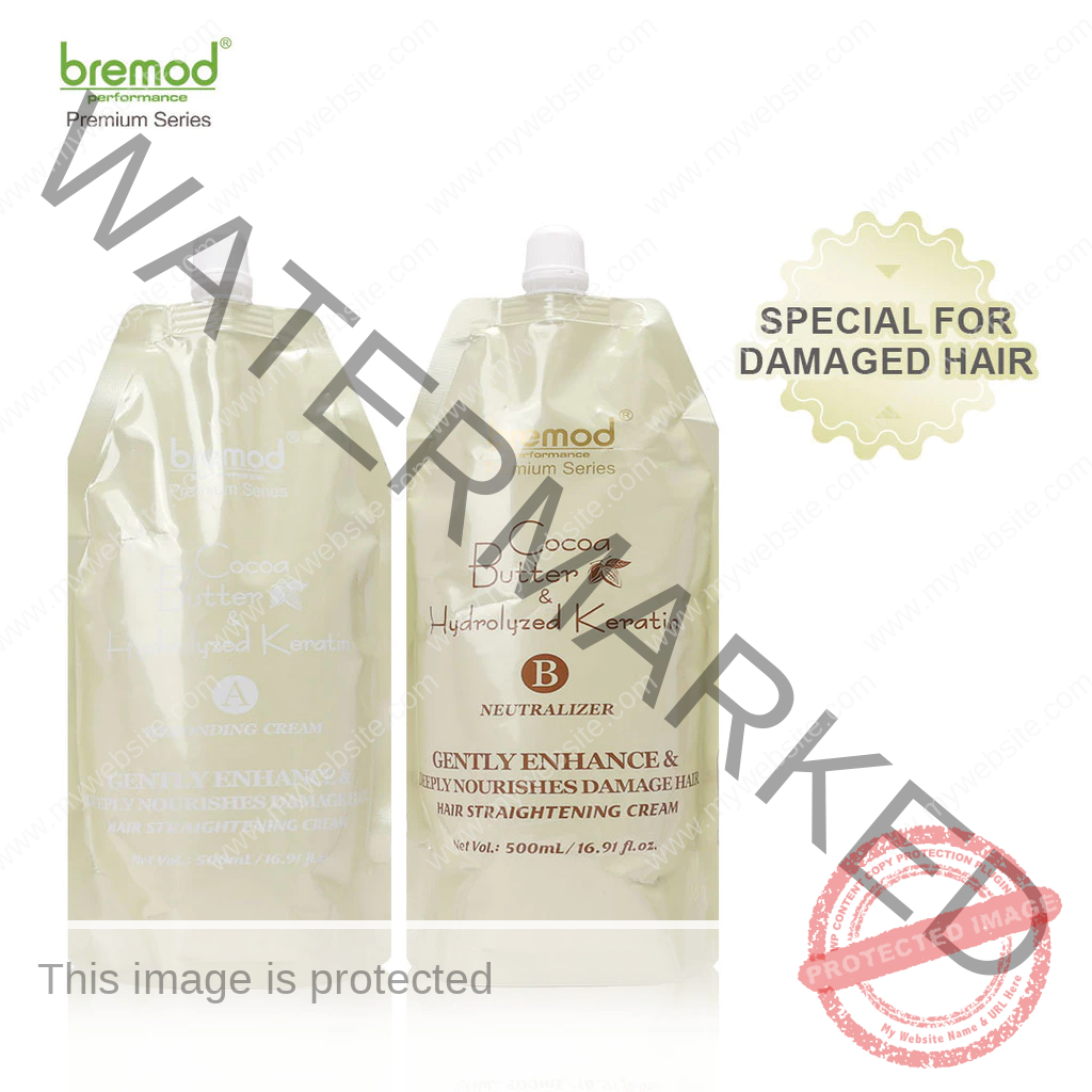 Bremod Premium Keratin Hair Straightening Rebonding Cream Cocoa Butter Hydrolyzed 2x500ml - Image 2