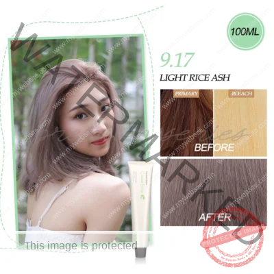 BREMOD Premium hair color Cocoa Light Rice Ash 9.17 with Oxidizing cream