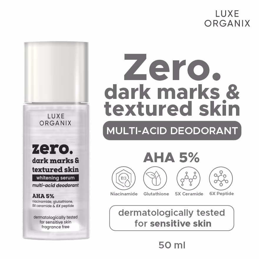LUXE ORGANIX Zero Dark Marks & Textured Skin Whitening Multi-acid Serum Deodorant For Sensitive 50g