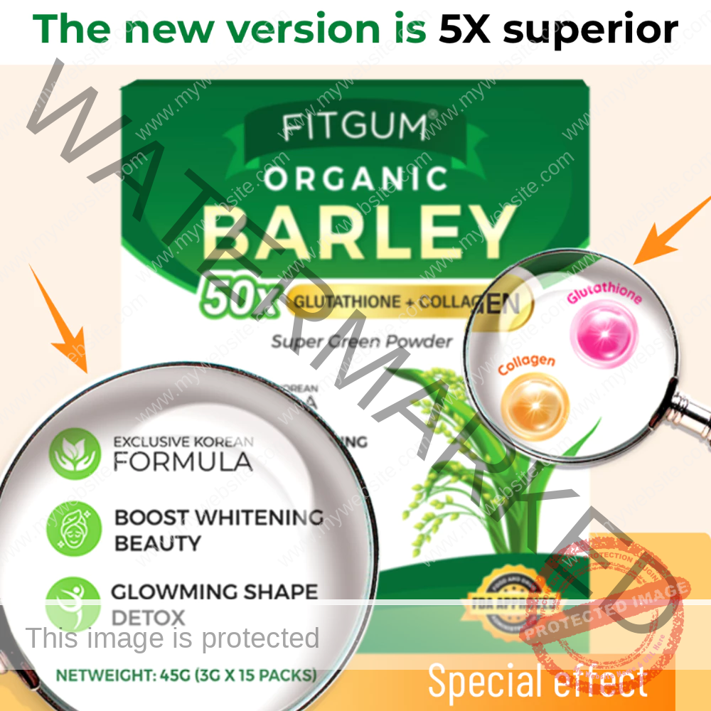 Fitgum Organic Barley Grass Powder with Glutathione and Collagen for Health and Beauty 15x Sachets - Image 7