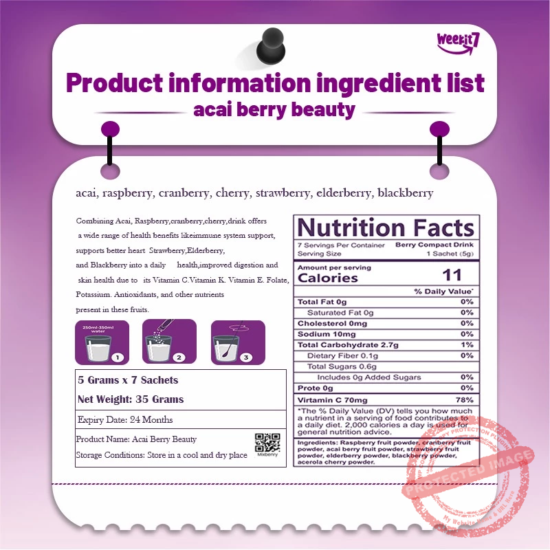 Acai berry powder beauy 7 in 1 Organic Drink 7sachets/pack - Image 9