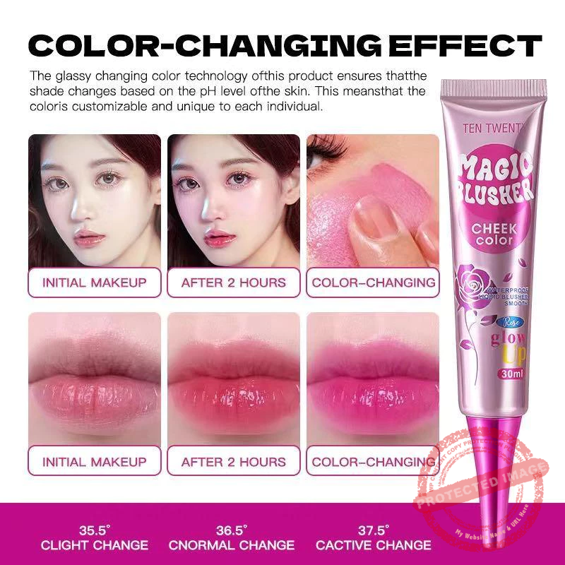 TEN TWENTY Magic Color Changing Blusher Waterproof Long Lasting 24H Cheek Makeup Natural Oil Control - Image 5