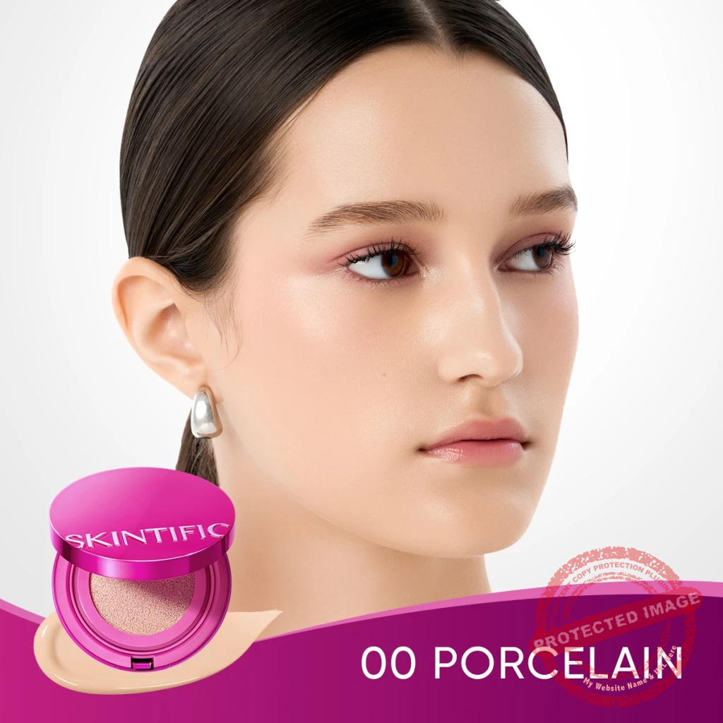 SKINTIFIC Cover Glow Perfect Pink Cushion Foundation Full Coverage Lightweight Makeup - Image 6