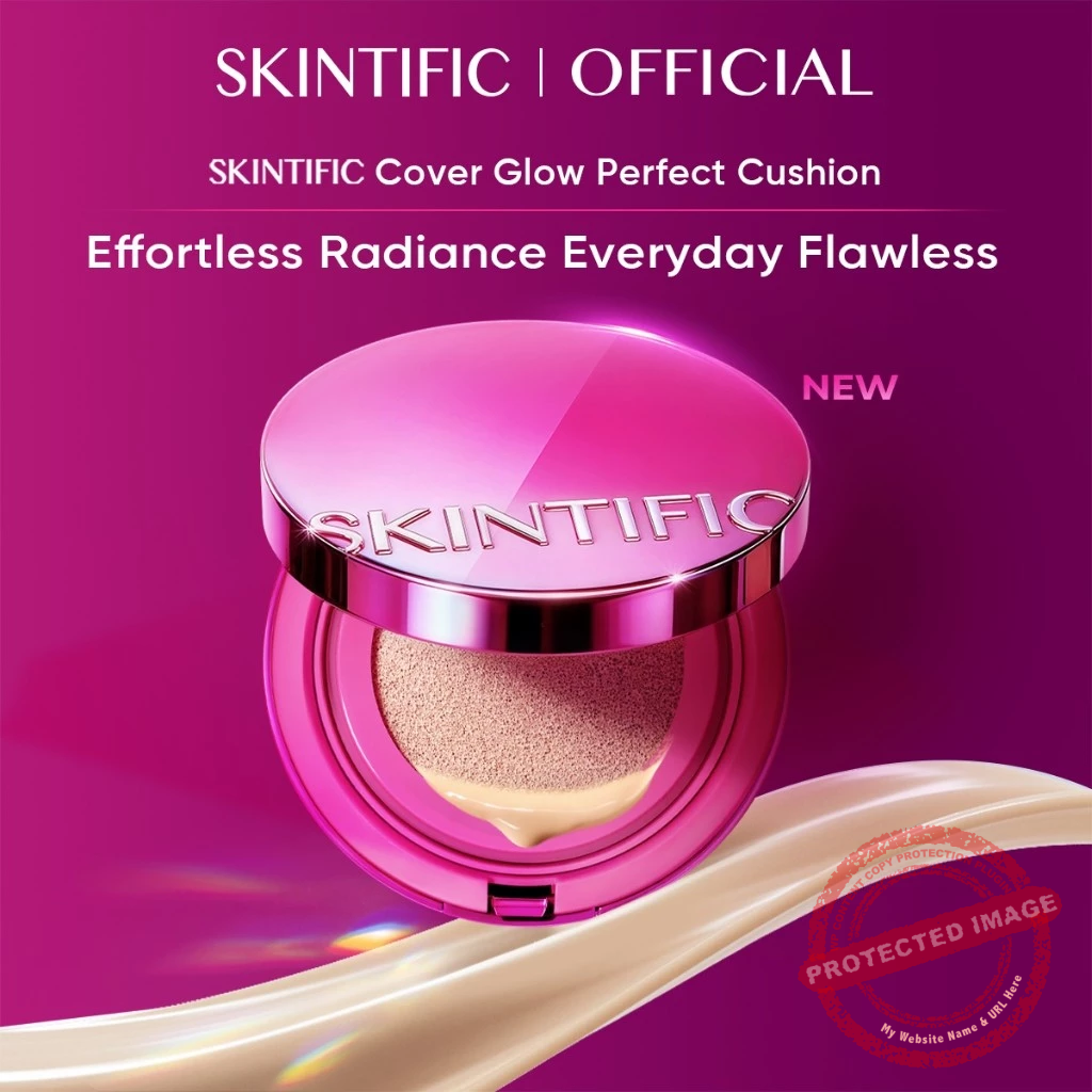 SKINTIFIC Cover Glow Perfect Pink Cushion Foundation Full Coverage Lightweight Makeup - Image 2