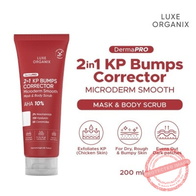 LUXE ORGANIX DermaPRO 2in1 KP Bumps Smooth Mask + Scrub Exfoliant 200ml