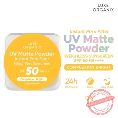 LUXE ORGANIX UV Matte Powder Instant Pore Filter Weightless Sunscreen Complexion Bright 15g