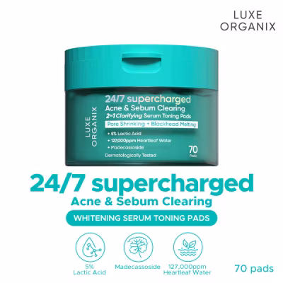 LUXE ORGANIX LUXE ORGANIX 24/7 Supercharged Acne & Sebum Melting 2in1 Clarifying Serum Concentrated Pads 70 pads