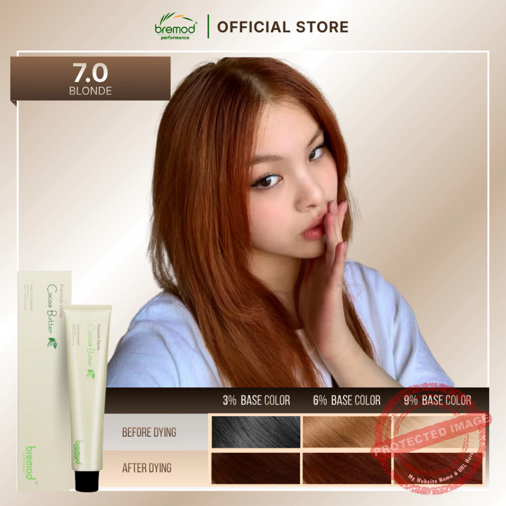 Bremod Hair Color Premium Cocoa with Oxidizer cream Blonde 7.0