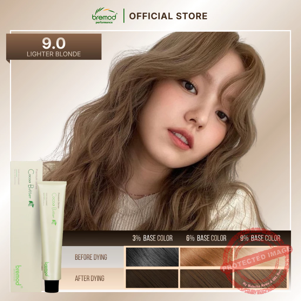 Bremod Hair Color Premium Cocoa with Oxidizer cream Lighter Blonde 9.0