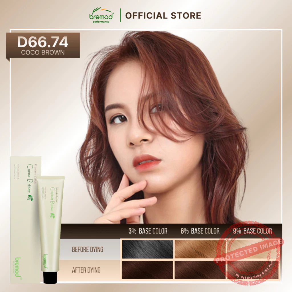 Bremod Hair Color Premium Cocoa with Oxidizer cream Coco Brown D66.74