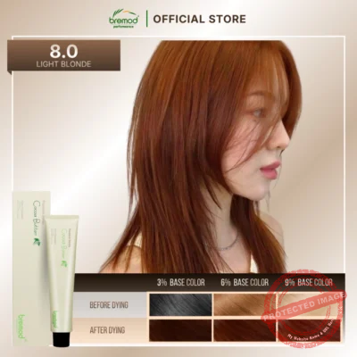 Bremod Hair Color Premium Cocoa with Oxidizer cream Light Blonde 8.0