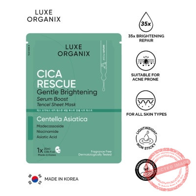 Luxe Organix Cica Brightening Repair Serum Boost Sheet Mask 25ml
